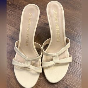 Stuart Weitzman Soiree Sleek 75 Sandal in Sand sz 6 / EU 36.5